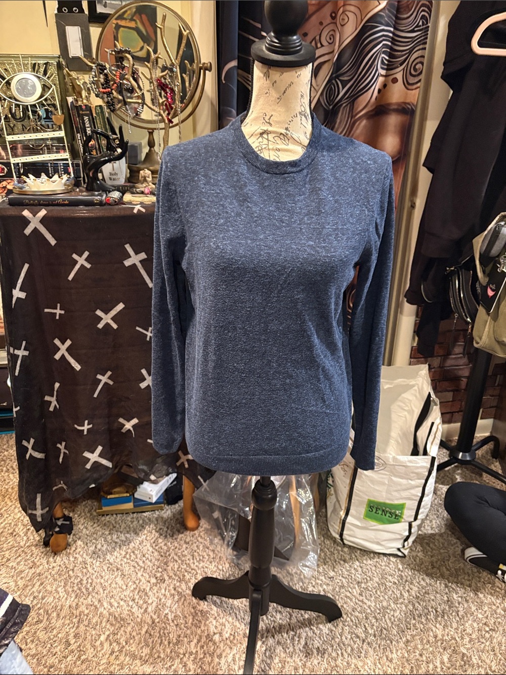 Old Navy Heathered Blue Crewneck Sweater